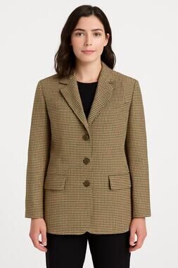 Vintage Saks Fifth Avenue Folio Houndstooth Wool Blazer USA large